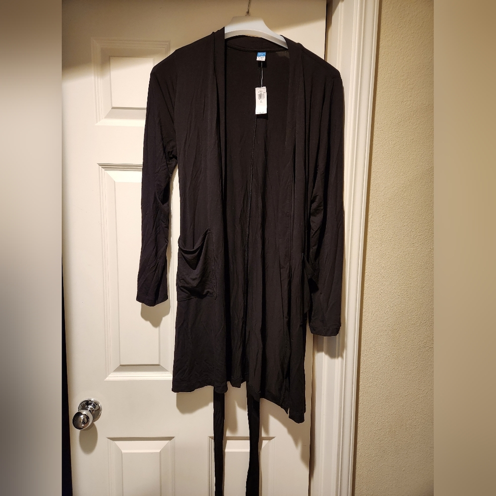 Black tie belt robe